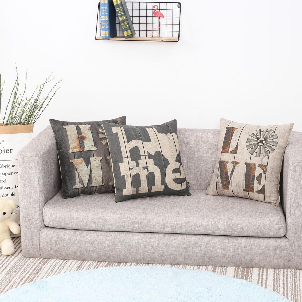 TRENDIN Vintage Farmhouse Home Linen Cushion Cover, 18" X 18" - Sofa Throw Pillow Case PL146TR