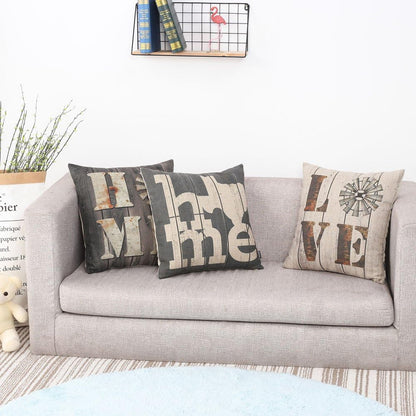 TRENDIN Vintage Farmhouse Home Linen Cushion Cover, 18" X 18" - Sofa Throw Pillow Case PL146TR
