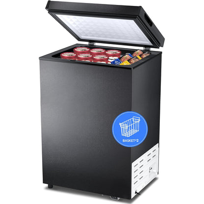 Kismile 2.8 Cubic Feet Chest Freezer with 2 Removable Basket Free Standing Top Open Door Compact Freezer with Adjustable Temperature for Home/Kitchen/Office/Bar