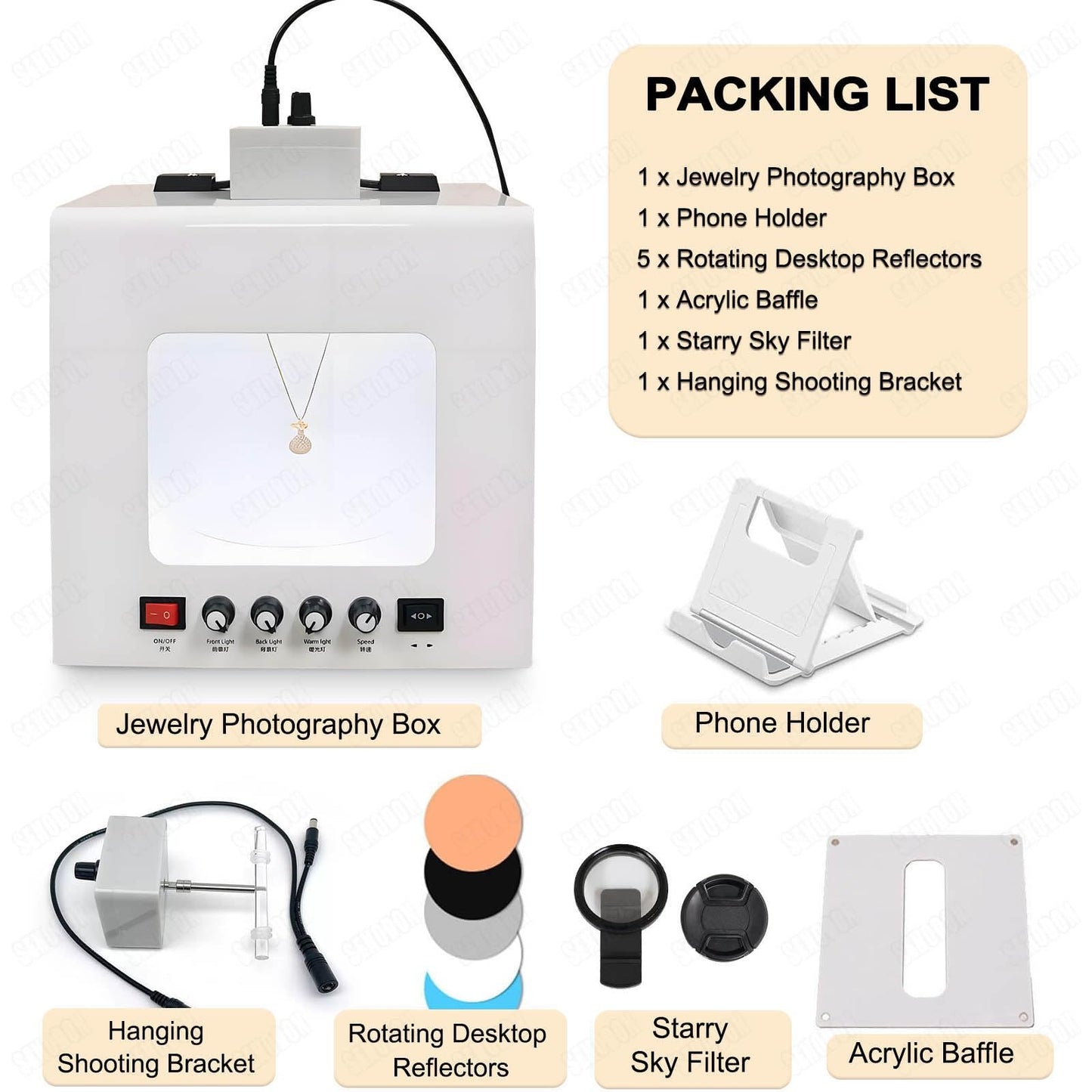Pro Jewelry Photography Light Box Kit 3000-5500K with Adjustable Turntable, Premium Photo Studio Setup for Stunning Gemstone & Jewelry Images, Customizable Speed & Color Temperature(Tb20)