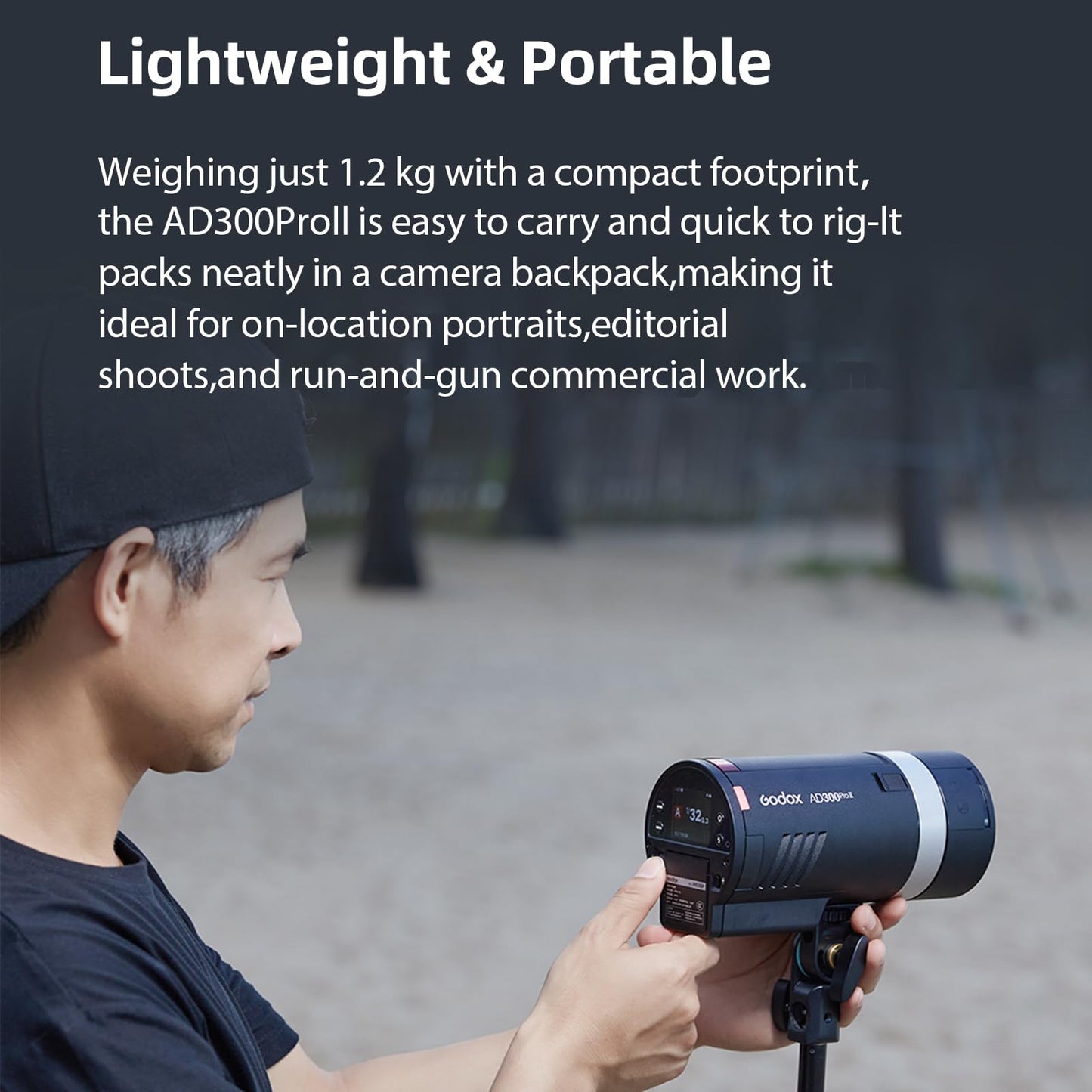 Godox AD300Pro AD300 Pro II AD300ProII 300Ws Outdoor Flash,One-tap Sync Links with X3/X3Pro Strobe Light Monolight, 12W Bi-Color Modeling Lamp(Godox AD300Pro Update)