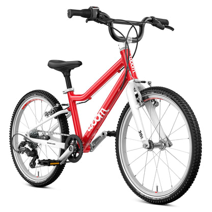 woom GO 4 Bicycle for Kids 6 to 8 Years Old, 20-Inch Lightweight 7-Speed Bike for Beginner Riders with Handbrake for Boys & Girls - Red