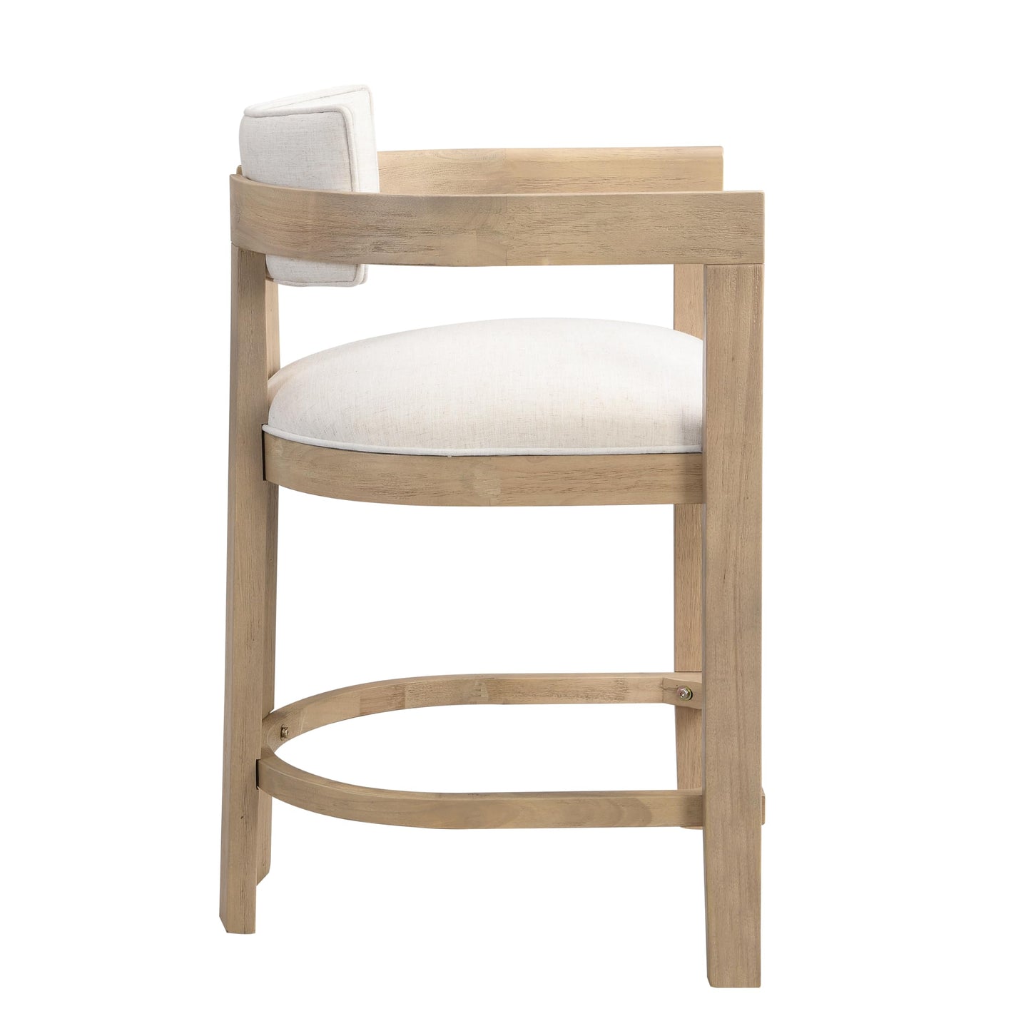 Christopher Knight Home Set of 2 Ryland Modern 26" Counter Height Bar Stools, Fabric Upholstered Counter Stools,Wooden Kitchen Island Armchair with Footrest, Round Backrest, Soft Seating,Beige+Natural
