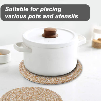Pot Holders Trivets Set 4 Pcs, Potholders for Kitchens, 100% Pure Cotton Thread Weave Trivets for Hot Dishes/Pot/Bowl/Teapot/Hot Pot Holders, 7.9 Inches