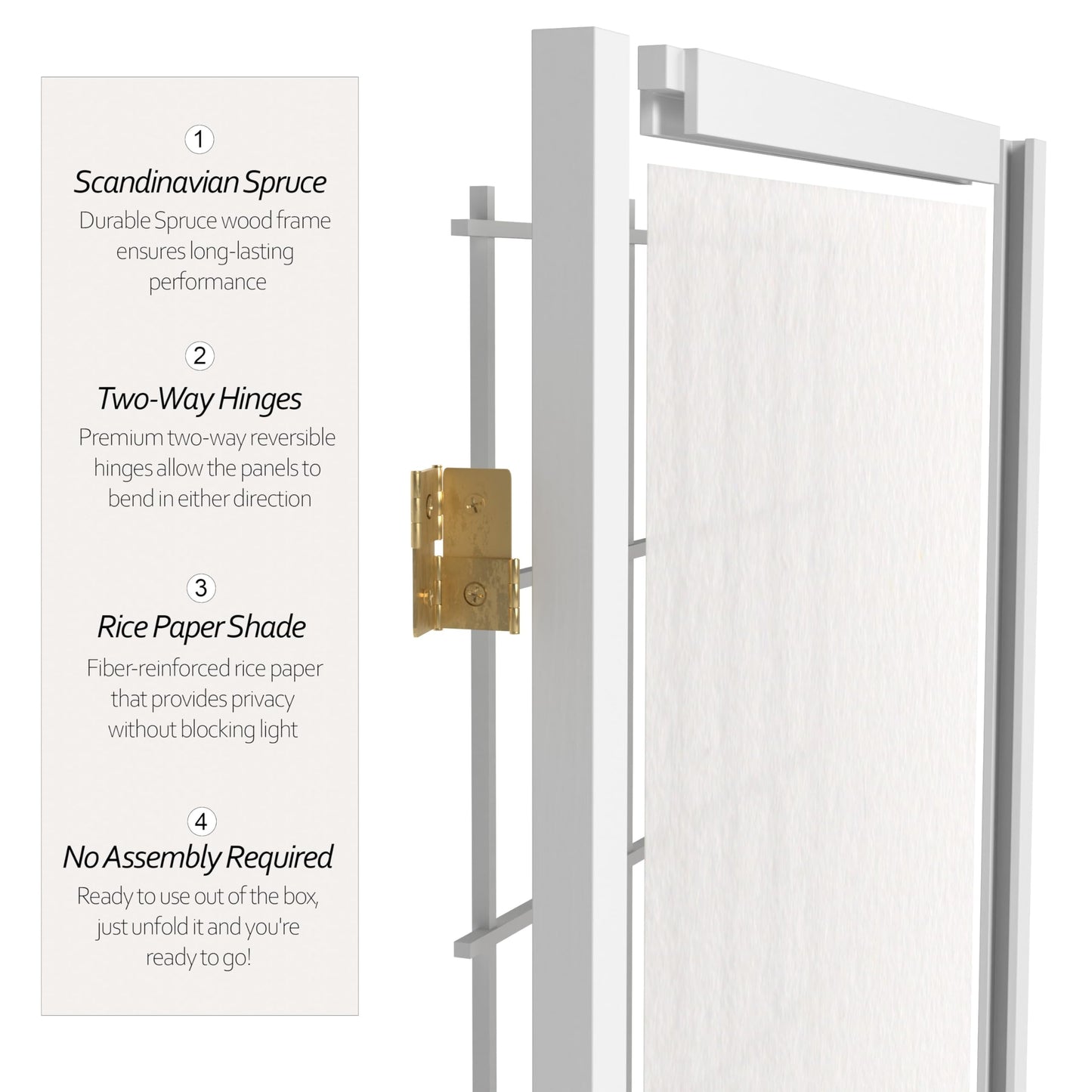 Red Lantern 5 ft. Tall Window Pane Shoji Screen - White - 6 Panels