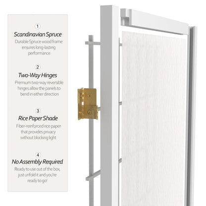 Red Lantern 5 ft. Tall Window Pane Shoji Screen - White - 6 Panels