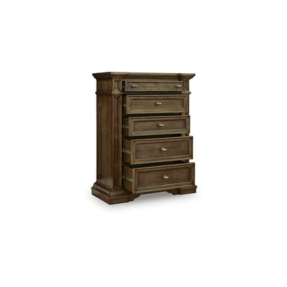 Signature Design by Ashley Thoridan Traditional 5-Drawer Chest with Safety Stop and Anti -Tipping, Dark Brown