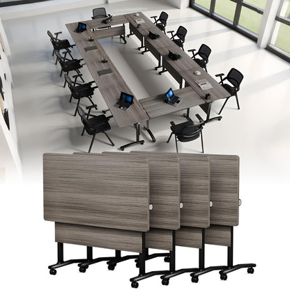 rzoizwko 4 Pack Folding Conference Table with Wheels,Heavy-Duty Flip-Top Foldable Conference Training Table System,Rolling Conference Room Tables for Office, Classroom Meeting Rooms,55.1IN