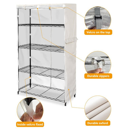 SoloToo Heavy-Duty Waterproof Wire Shelf Cover, Garage Storage Shelving Protector, Universal Fit 60 x 24 x 72 Inch Rack Covers with 1" Tolerance (Beige)
