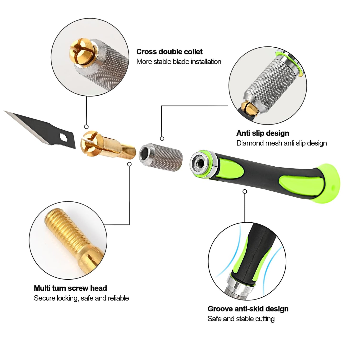 EHDIS Precision Hobby Knife Set Utility Craft Knife Kit with 10PCS Blades for Art, Working-Stencil, Scoring, Scrapbooking, Architecture Modeling, Crafting (Green)