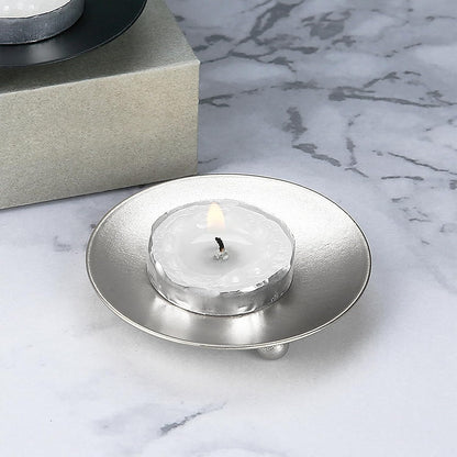 Set of 3 Decorative Iron Plate Candle Holders, 4.33x0.78inch for LED & Wax Candles, Spa & Wedding Decor