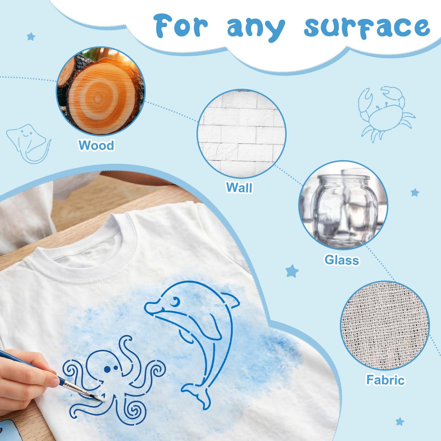 Marspark 66 Pcs Small Stencils for Crafts Reusable 3 Inch Stencils for Painting on Wood DIY Craft Paint Template for Wall Home Decor Card Rock Canvas Drawing Holiday (Cute Baby Animal)