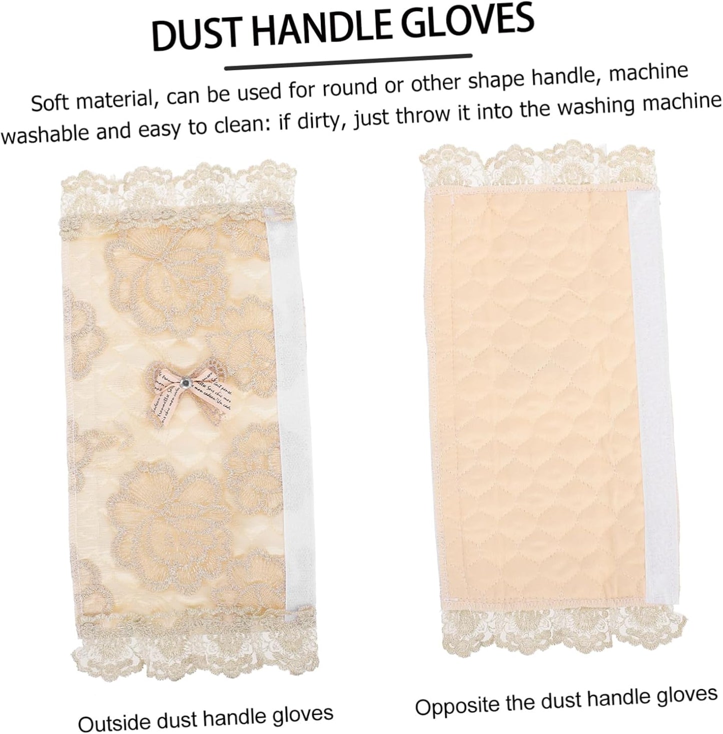 6pcs Refrigerator Handle Gloves, Lace Gloves Door Handle Covers for Appliances, Kitchen Appliance Cover, Beige Fabric