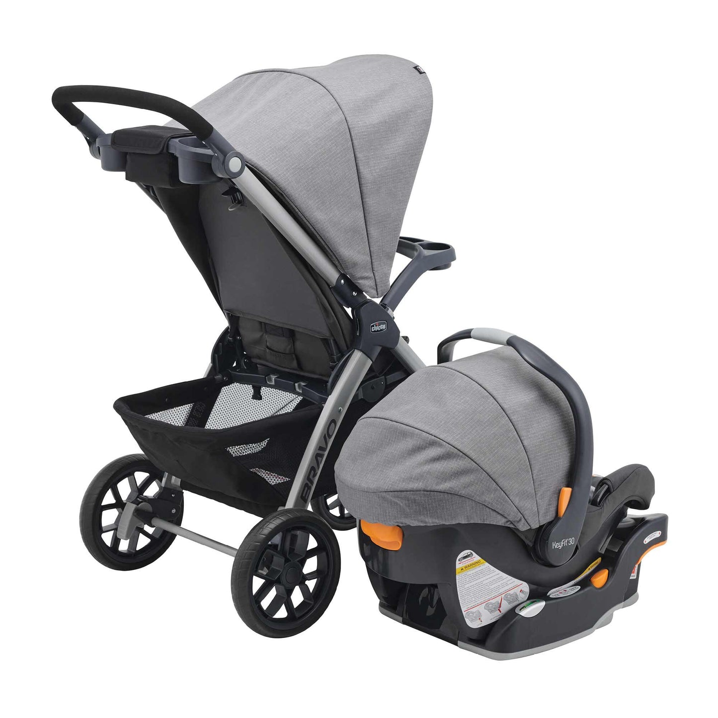 Chicco Bravo® 3-in-1 Trio Travel System, Bravo® Quick-Fold Stroller with KeyFit® 30 Infant Car Seat and Base, Car Seat and Stroller Combo | Parker