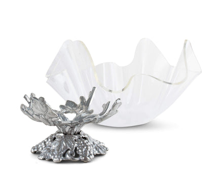 Arthur Court Acrylic Bowl Grapevine Stand Pattern Sand Casted in Aluminum with Artisan Quality Hand Polished Tarnish Free Stand Lightweight Serving Bowl Diameter: 11 inch Tall: 9.25 inch