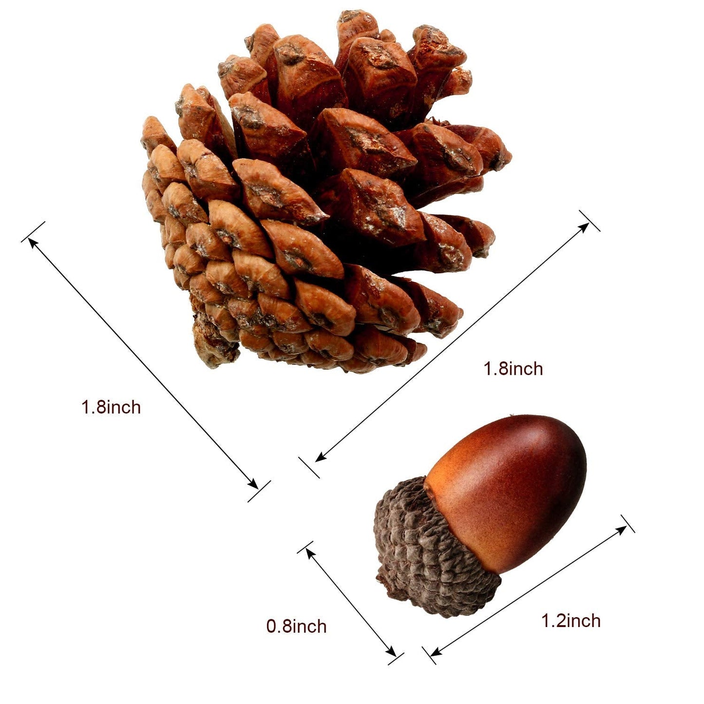 Pangda 120 Pcs Thanksgiving Artificial Acorns and Pine Cones, Christmas Small Fake Decorative Pinecones Ornaments Lifelike Simulation Small Acorn with Cap Vase Fillers for Craft Fall Xmas Decor