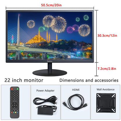 Benmiuko 22 inch Monitoring Display Screen Security Camera Monitor LCD Multi Functional Interface HDMI, BNC, VGA, AV, USB Input CCTV Computer Monitors Built in Speaker 1920x1080 Full HD
