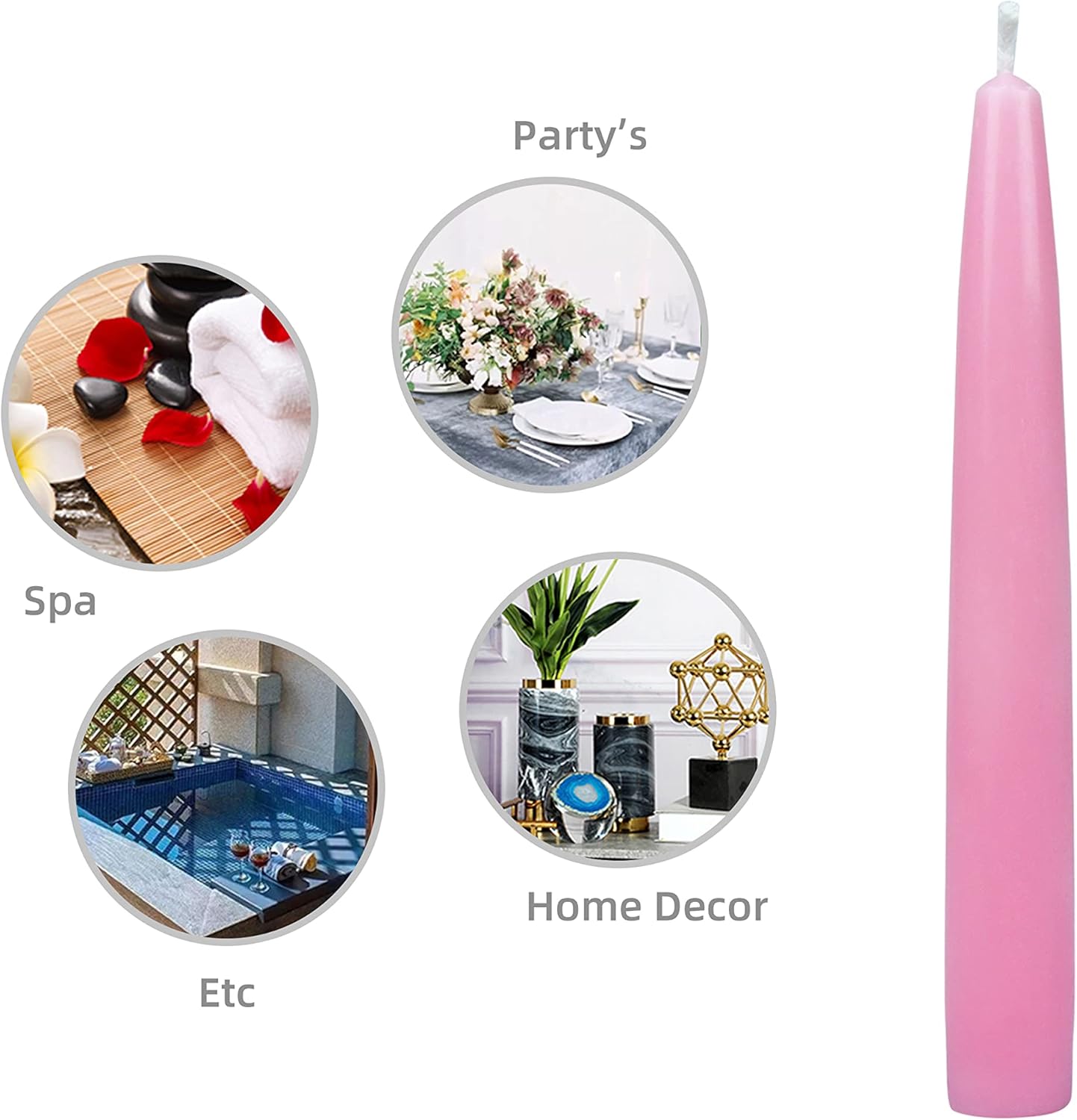12-Piece Taper Candles, 6-Inch, Pink, 12 Count (Pack of 1)