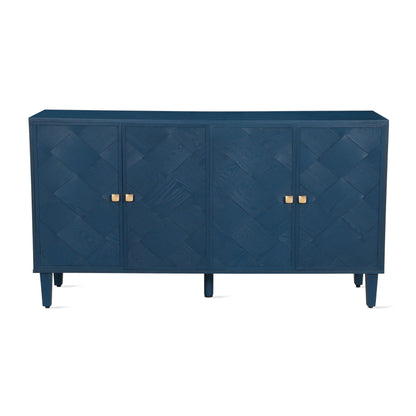 Merax 59.8" Wood Sideboard Buffet Cabinet, Storage Cabinet with Doors and Shelves, Modern Console Table with Solid Wood Legs for Dining Room, Living Room, Entryway, Navy Blue Finish