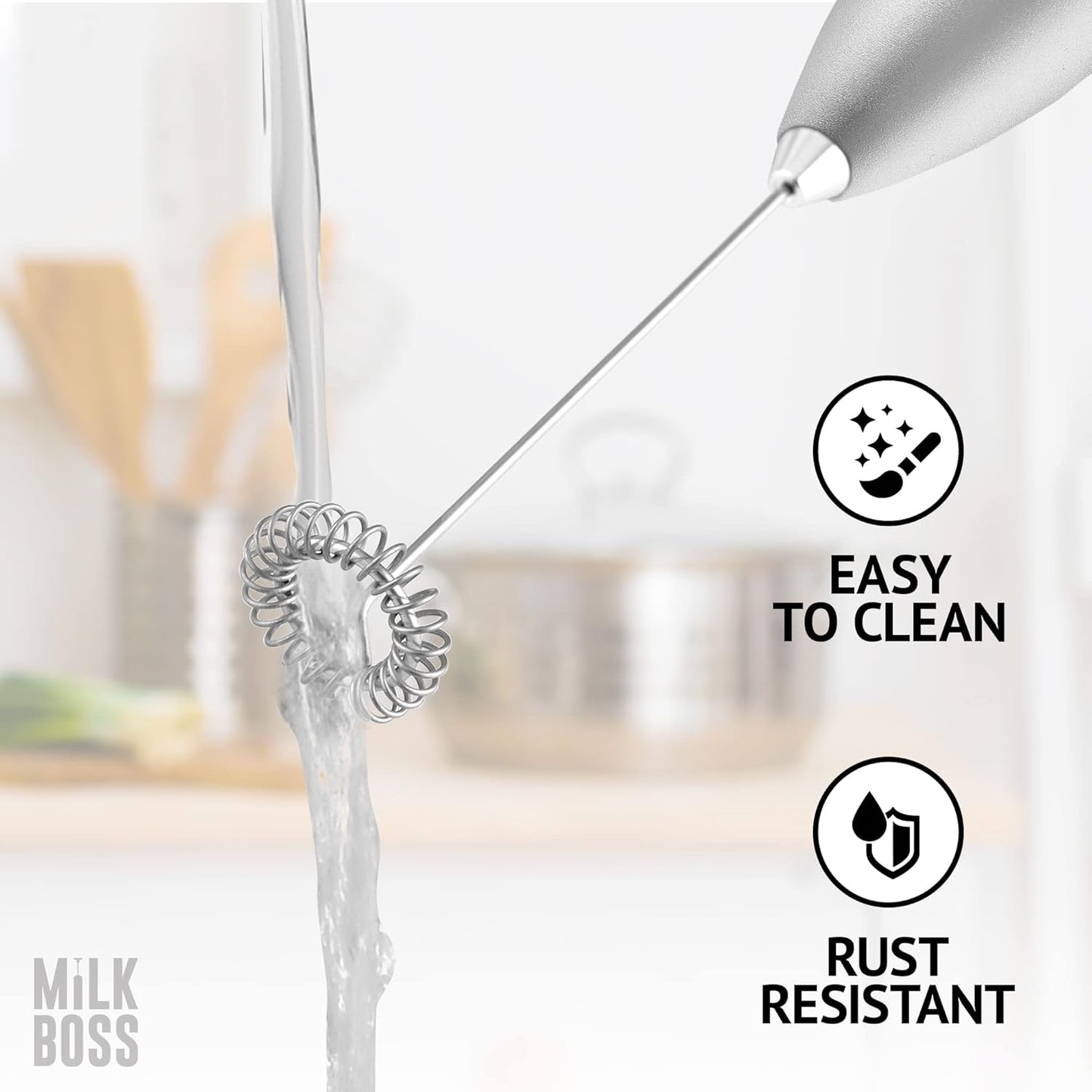 Milk Boss Matcha Whisk - Handheld Electric Stirrer & Drink Mixer, Durable Stainless Steel Matcha Blender