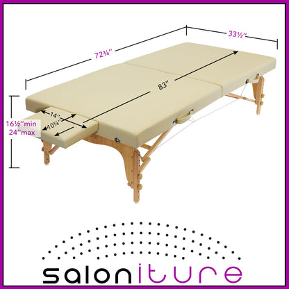 Saloniture Portable Physical Therapy Massage Table - Low to Ground Stretching Treatment Mat Platform - Cream