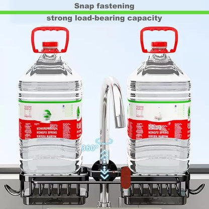 Sink Organizer Rack for Kitchen and Bathroom,Stainless Steel Detachable Hanging Faucet Drain Rack with Drip Tray Faucet