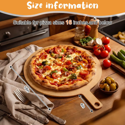 Lounsweer 22" × 18" Round Pizza Board with Handle, Wood Fiber Pizza Peel, Non-slip Cutting & Serving Board, Heavy Duty Wooden Serving Tray for Baking, Charcuterie & Kitchen Use