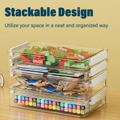 Clear Plastic Storage Box - 4 Pack 5.5qt Snap-Tight Latch | Stackable Organizer for A4 Files, Photos & Crafts
