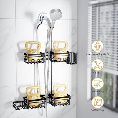 KEGII Hanging Shower Caddy - Rustproof Organizer with Soap Dish, Toothbrush Holder & Hooks | Ideal for Handheld Showerheads