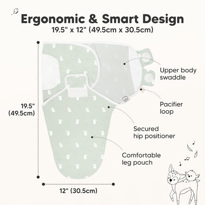Skiennix Organic Baby Swaddle Sleep Sacks - Soft & Snug for Newborns 0-3 Months | 3-Pack (Bunnies, XS)