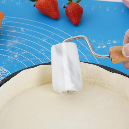 Tianman Small Marble Rolling Pin Pizza Roller, Marble Pastry Roller Non-Stick T-Type, For Cake Baking Tortilla Fudge Pizza Cookies and Other Kitchen Baking Cooking (Type 3 White).