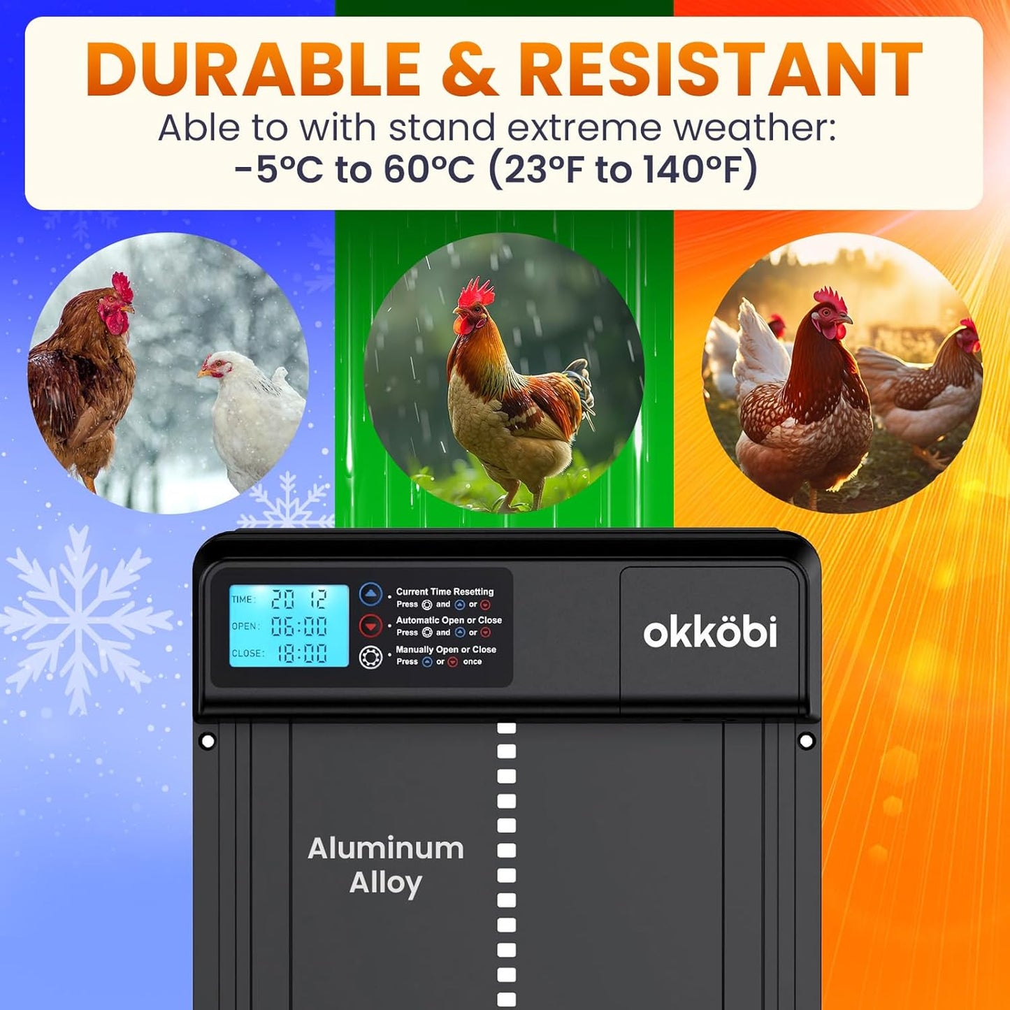 (3X Anti-Pinch 11" 9.4" Automatic Chicken Coop Door Coop Door Lite Battery Powered AA Included) Timer & Manual Modes