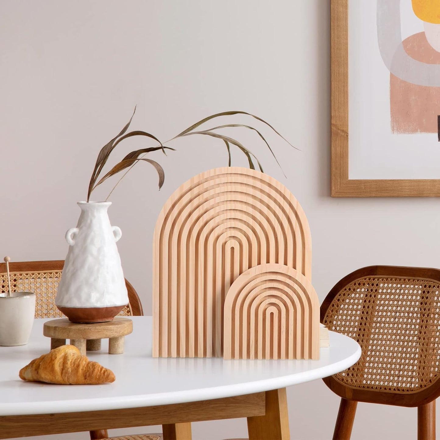 Pinkunn 2 Pcs Decorative Wooden Charcuterie Boards, Thicken Rainbow Shaped Wood Cutting Board, Kitchen Decor