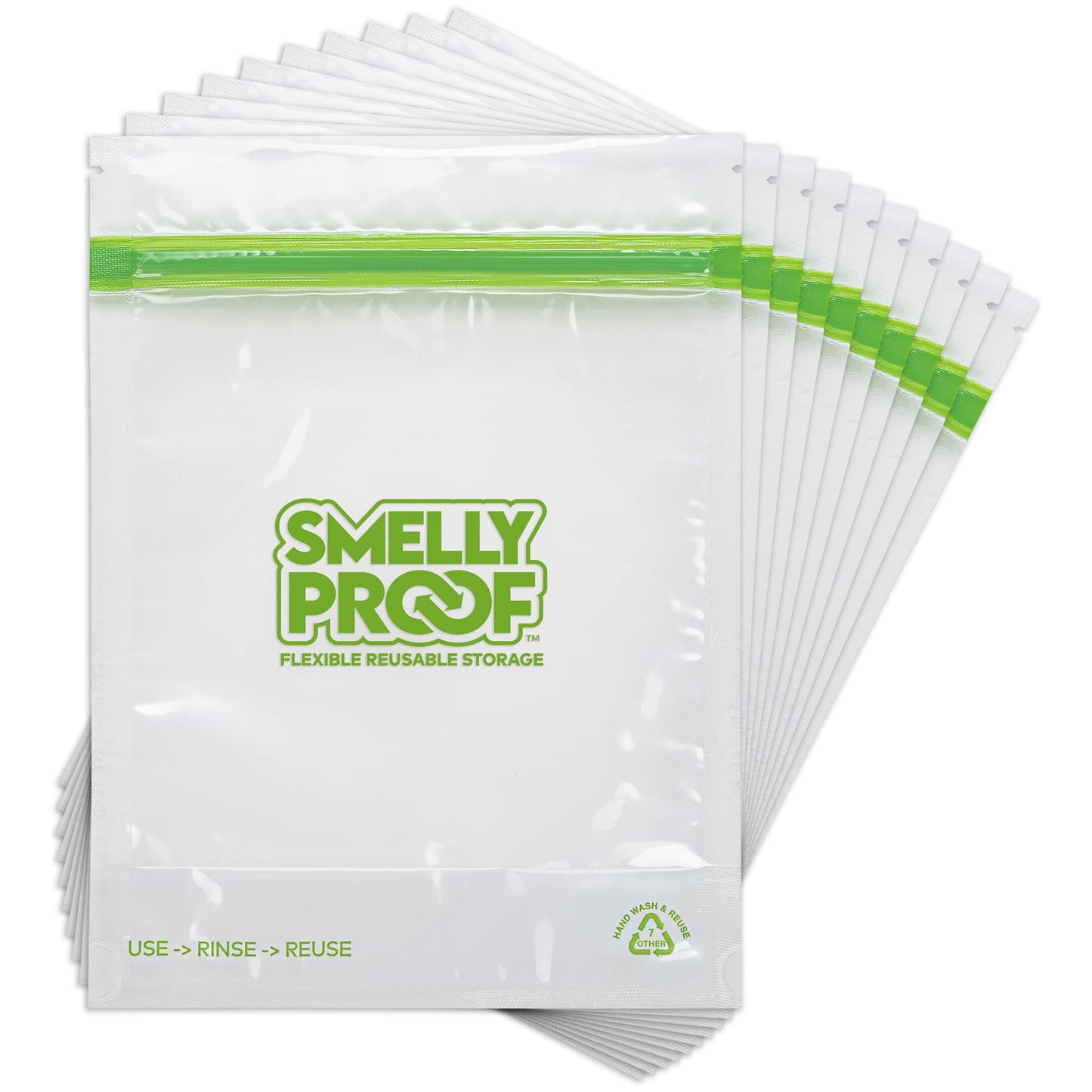 Smelly Proof 10 x Expandable Stand-Up & Fill REUSABLE Storage Bags for Food Designed & Mfg in US, NO PEVA, BPA FREE, Reusable Snack Bags, Dishwasher-Safe, Clear 3 mils STAND & FILL 6" x 4" - 10pk