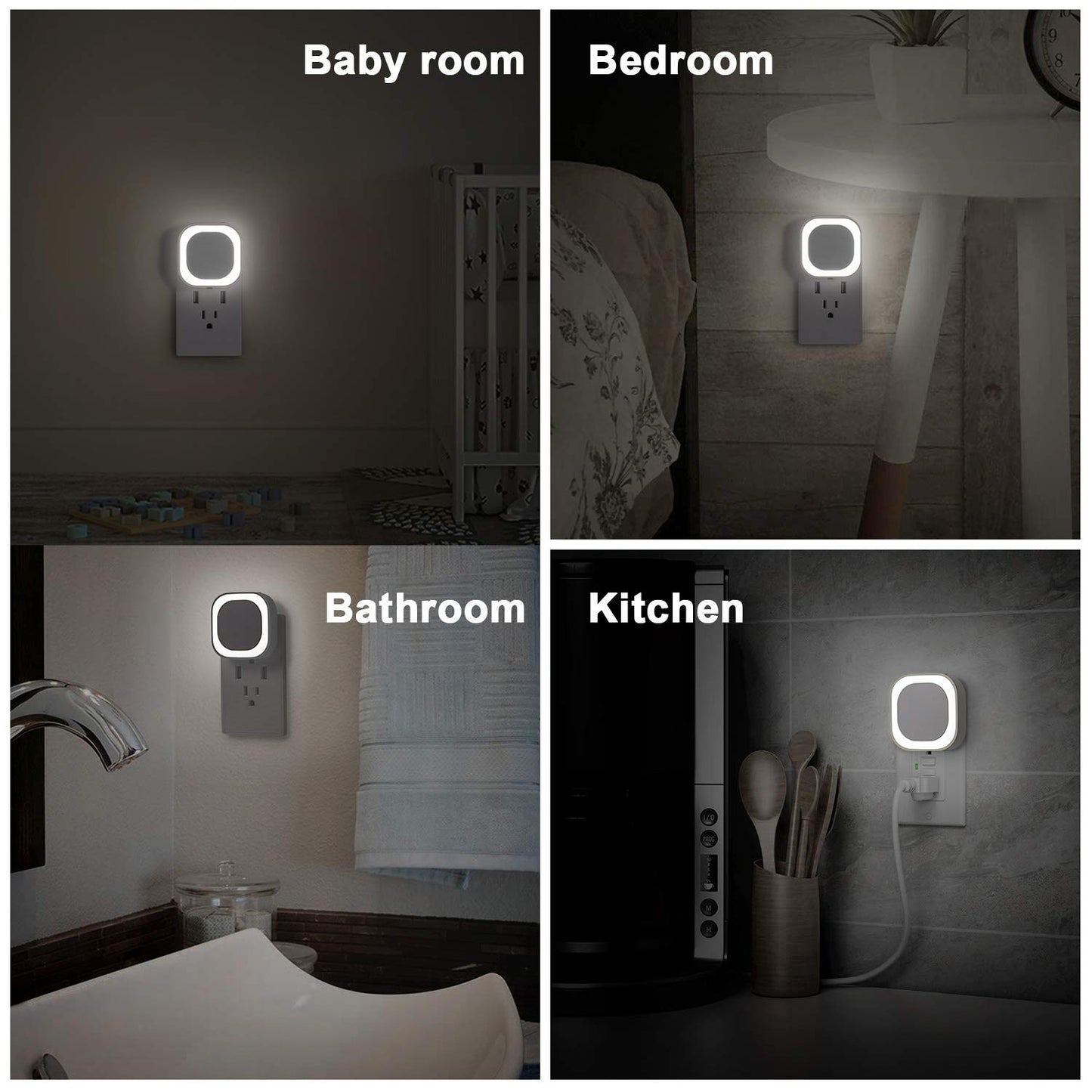 2 Pack Plug in Amber Night Light, Auto Dusk to Dawn, Soft Glow, Dimmable, Diffused Light, LED Lights for Bedroom, Kids, Bathroom, Sleep, Baby Nursery, Toddler, Hallway, Kitchen, Home Decor