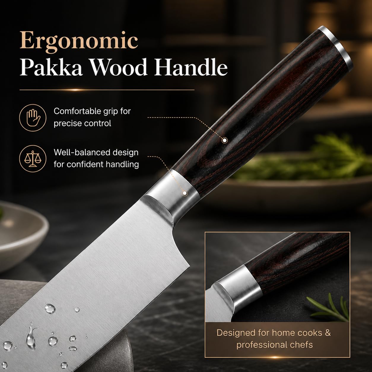 8 Inch Japanese Chef Knife, High Carbon Stainless Steel Kitchen Knife with Ergonomic Pakka Wood Handle, Ultra Sharp Gyuto Cooking Knife with Gift Box for Home & Professional Chefs