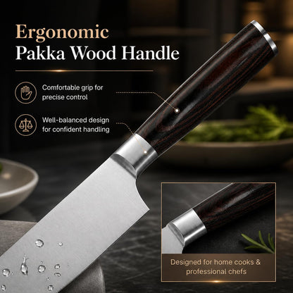 8 Inch Japanese Chef Knife, High Carbon Stainless Steel Kitchen Knife with Ergonomic Pakka Wood Handle, Ultra Sharp Gyuto Cooking Knife with Gift Box for Home & Professional Chefs
