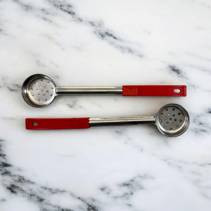 Habanerofire 2 Ounce Slotted Stainless Steel Portion Control Ladle Spoon for Measuring and Serving; Commercial Grade Serving Scoops [Pack of 2]