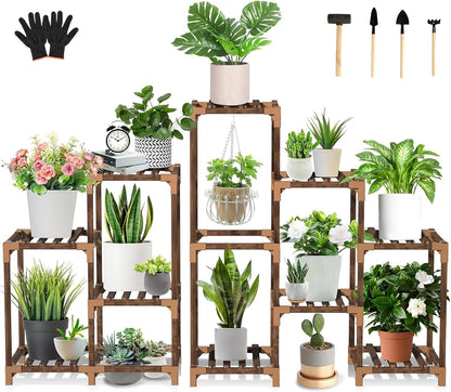 5 10 Uneedem Wood Plant Stand Indoor Outdoor Corner Plant Shelf Stand, Tiered Potted Flower Plant Stands for Indoor