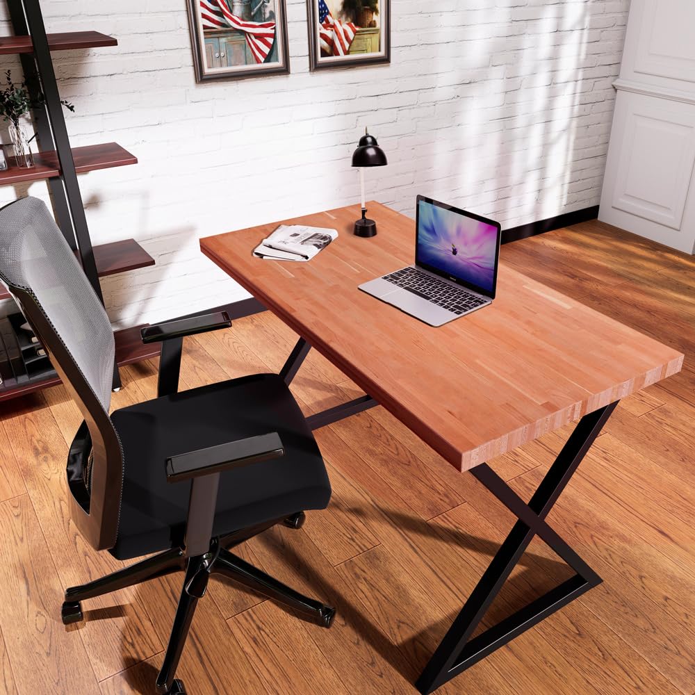 CONSDAN Butcher Block Counter Top, USA Grown Cherry Solid Hardwood Countertop, Wood Slabs for Kitchen, Reversible, Both Side Polished, Prefinished with Food-safe Oil, 1.5" Thickness, 48" L x 36" W