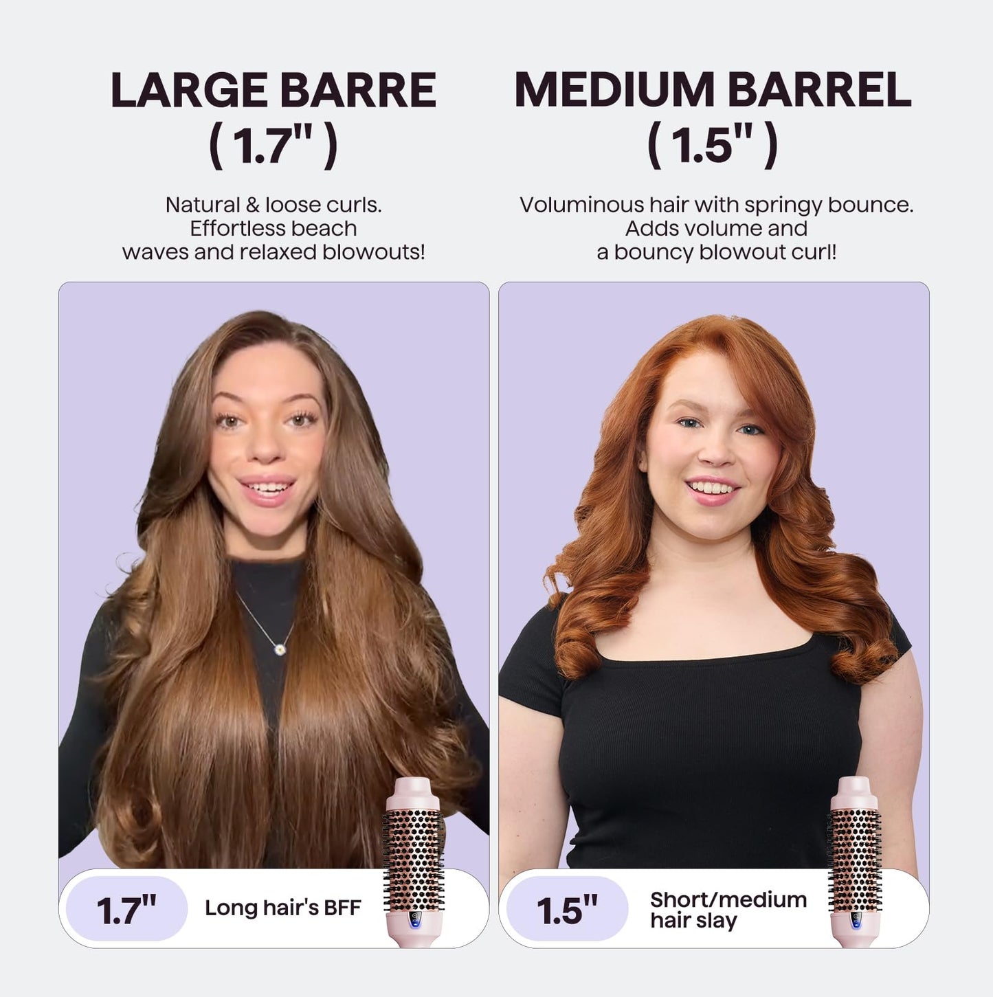 Wavytalk Updated Version Thermal Brush, 1.5 Inch Negative Ion Blowout Express Thermal Round Brush Creates Salon-Quality Blowouts, lonic Frizz Reduction Makes Hair Shinier & Smoother (Millennial Pink)