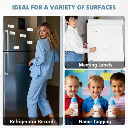 PPB Dry Erase Labels Sticky Notes for Containers, Reusable Waterproof Removable Stickers for Organizing, Freezer, Kitchens, Classroom, Whiteboard, All Purpose Use (1.2”x 2”, White, 60 Dots)