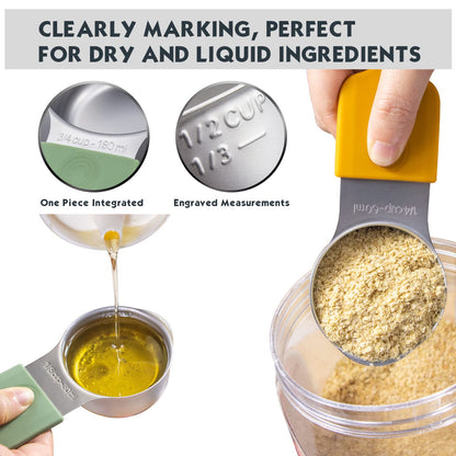 Magnetic Measuring Cups Set, 7 Pieces 18/8 Stainless Steel Stackable Nesting Heavy Duty Measuring Cups, kitchen Tools, Perfect for Dry and Liquid Ingredients, Dishwasher Safe (Muticolour, 7 set)