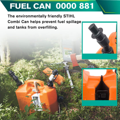 Fuel Container with Spill Proof Smart Control Spout with Bonus Spout Extender, Fuel Can 5 L + 2.5 L Oil 0000 881 0113 00008810113 With Two tool carriers for Shtil Chainsaw – Orange