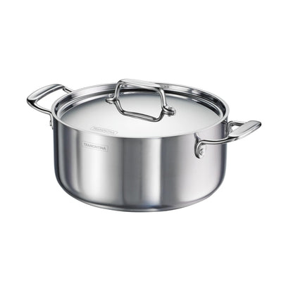 Tramontina Utsava Tri-Ply Clad Stainless Steel 5-Quart Casserole with Lid and Ceramic Non Stick Interior, Induction-Ready Dutch Oven Pot