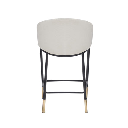 Christopher Knight Home Jymer Modern Counter Stool Set of 2, Kitchen Counter Height Bar Stool, Cocktail Stool with Curved Backrest, Fabric Upholstered Armchair for Home Bar Table, Beige+Gold+Black