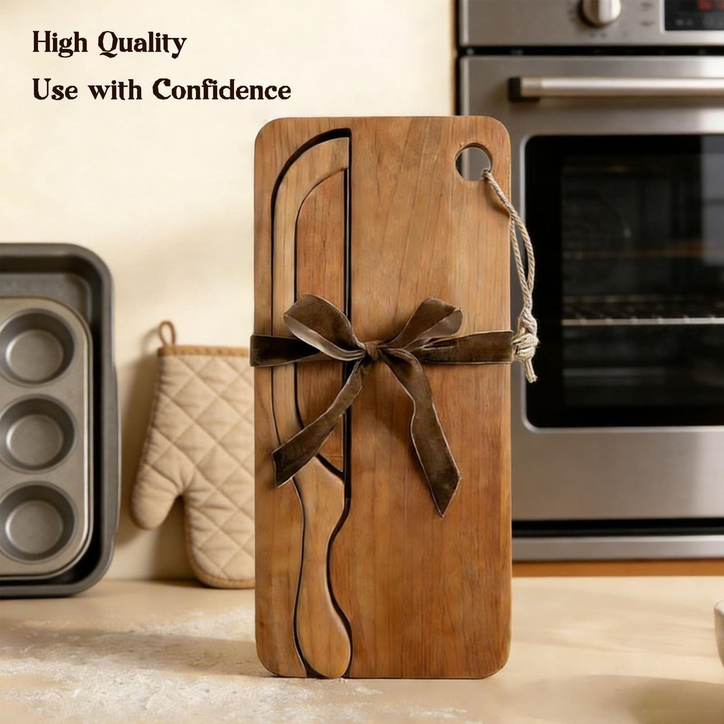 Sourdough Bow Knife And Board, Bread Board And Knife Set, Solid Wood, For Homemade Bread, Bagels, Toast, Kitchen & Home Baking Tool