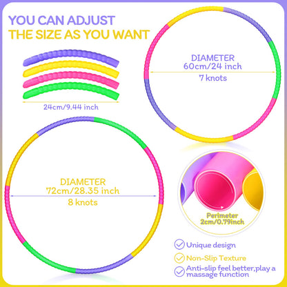 Vinsot 4 Pieces Toy Hoop Detachable Plastic Hoops Exercise Equipment Toy Adjustable Rings for Sports Playing Party Game Dance Pet Training