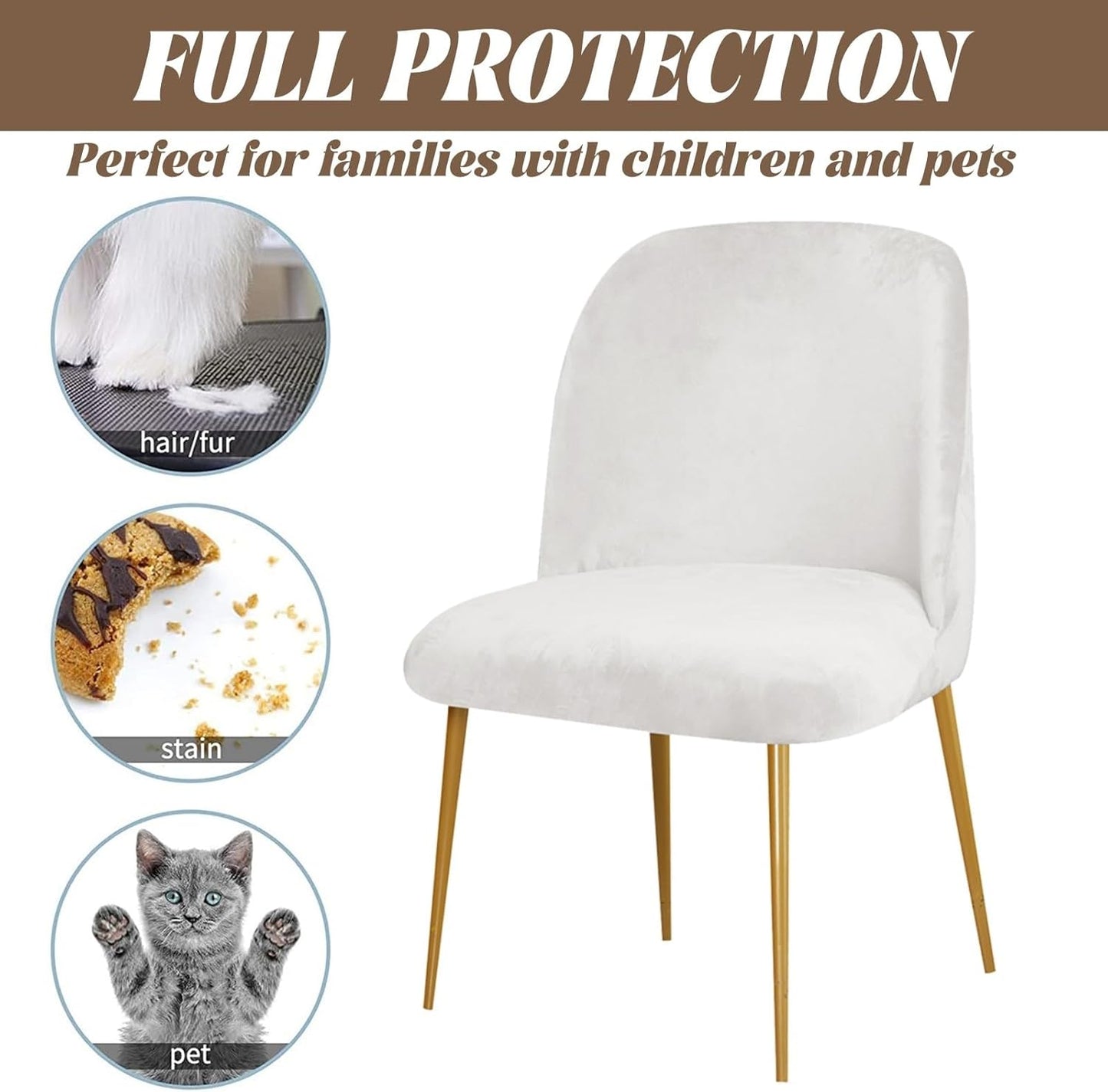 Set 1/2/4/6 Armless 1PC) Velvet Curved Back Chair Covers Round Back Dining Room Chair Covers Slipcovers of Mid Century
