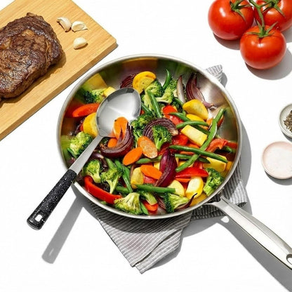 5-Piece Stainless Steel Serving Spoon Set, Large Serving Spoons with Ladle & Slotted Spoon, Metal Serving Spoons for Cooking, Buffet, Soup, Rice, Commercial & Home Kitchen